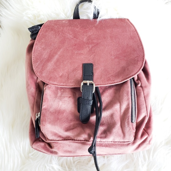 pink velvet mini backpack